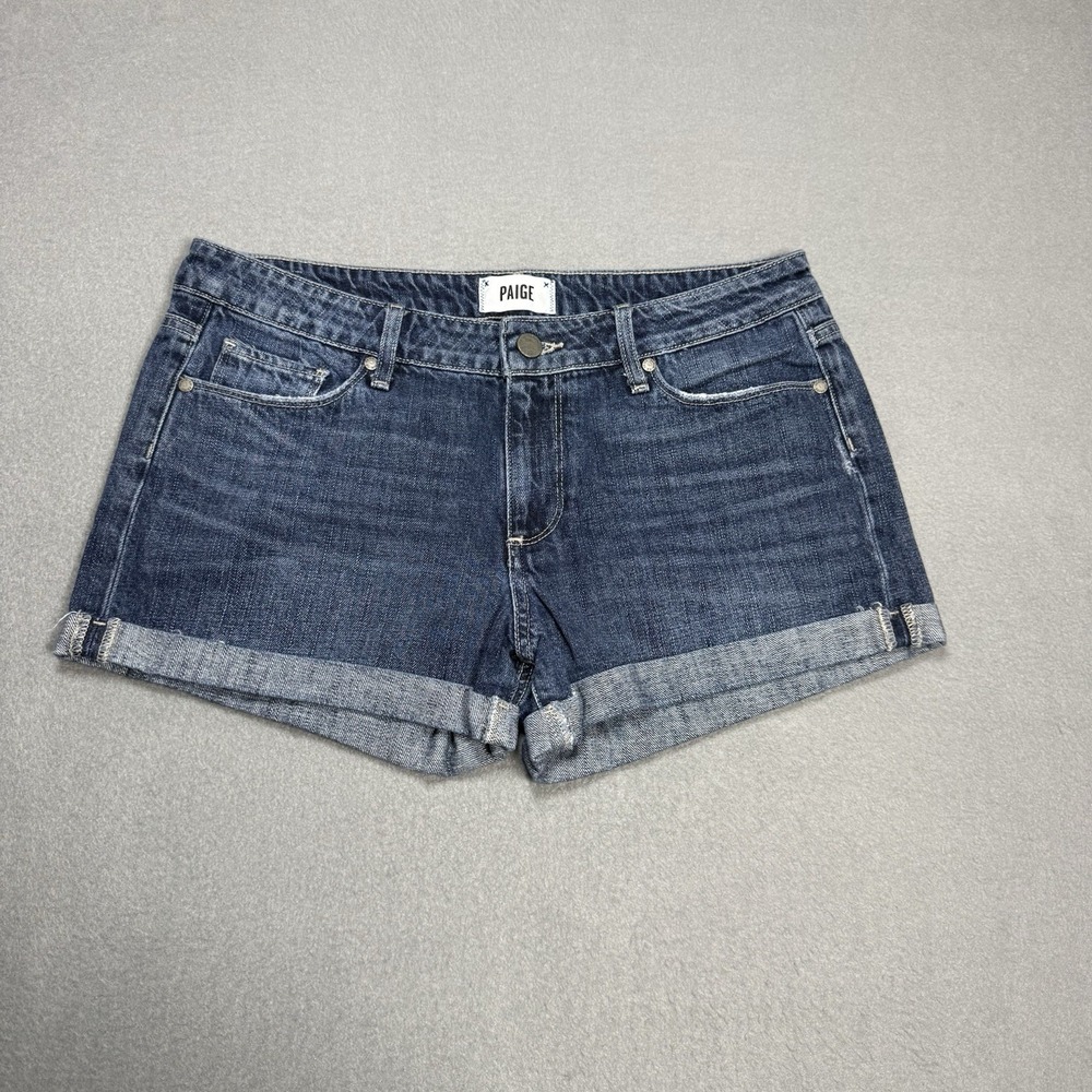 PAIGE Jimmy Jimmy Shorts Womens 29 Blue Denim Rolled Cuff Cotton